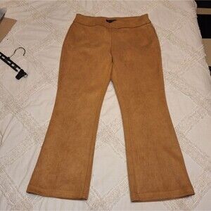 Zac & Rachel tan faux suede high waist flare pants